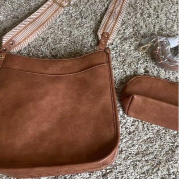 Vegan Leather Crossbody Bags For Women  2Pcs Hobo Handbag Wallet Set w/ 2 Strap - Picture 2 of 3